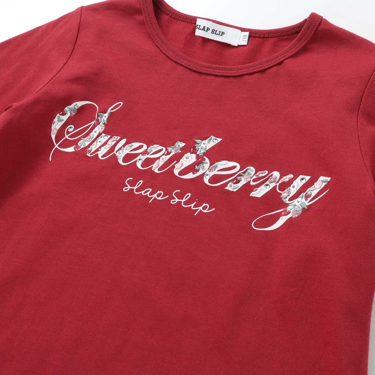 無地ボーダーイチゴ花刺しゅう裾スカラップTシャツ(80~130cm) | SLAP SLIP | 詳細画像6 