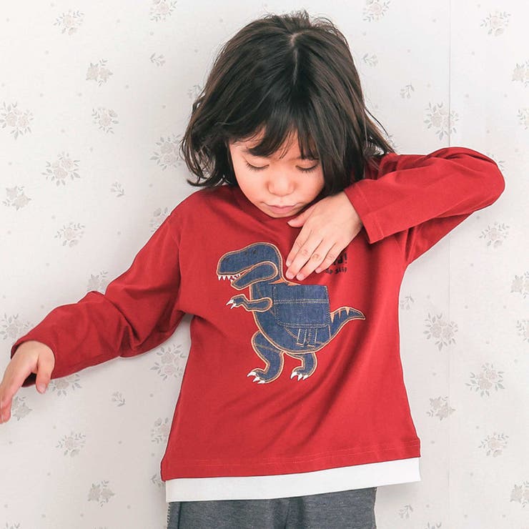 レッド(恐竜) | 恐竜ロボットモチーフポケット付きTシャツ(80~130cm) | SLAP SLIP