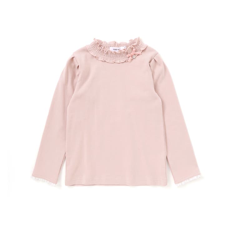 ピンク | パフスリーブフリルモックネックTシャツ(80~130cm) | SLAP SLIP