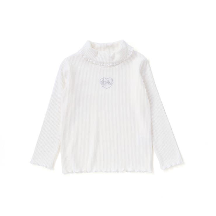 ホワイト | レースハイネックハート刺しゅうトップス(80~130cm) | SLAP SLIP