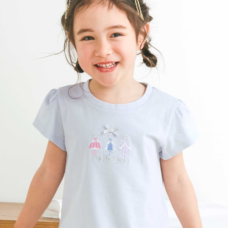 ブルー×プリンセスドレス刺しゅう | ときめき女の子半袖Tシャツ | SLAP SLIP