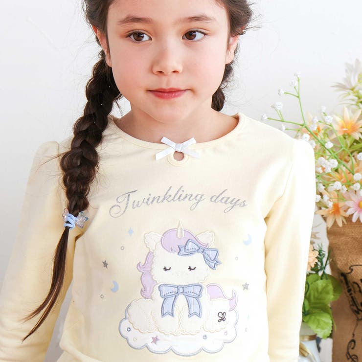 ユニコーンウサギアニマルモチーフ裾スカラップ長袖Tシャツ(80~130cm) | SLAP SLIP | 詳細画像4 