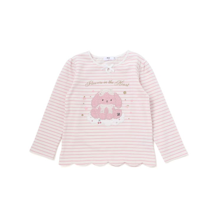 ピンク系 | ユニコーンウサギアニマルモチーフ裾スカラップ長袖Tシャツ(80~130cm) | SLAP SLIP