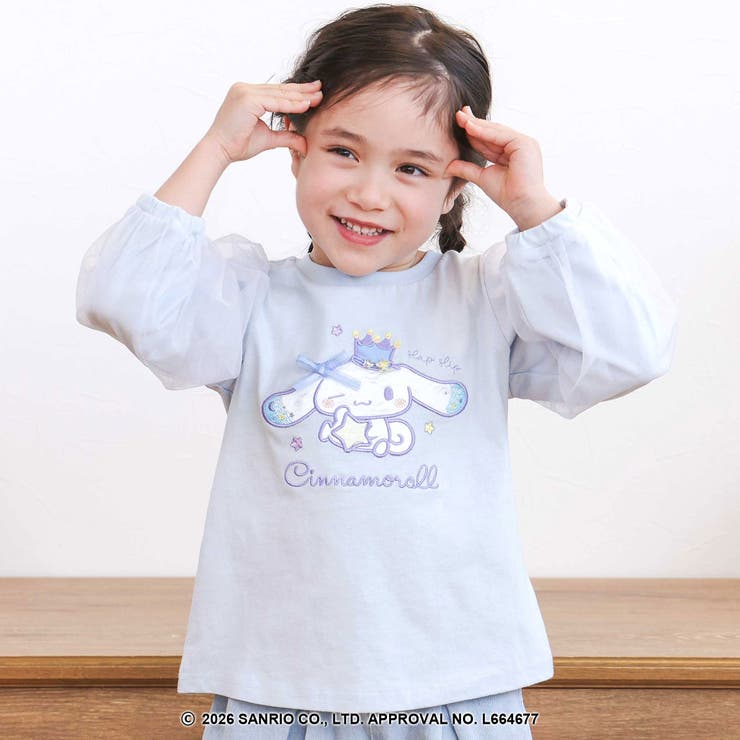 シナモロールポムポムプリンフロントプリント袖チュールTシャツ(80~130cm) | SLAP SLIP | 詳細画像1 