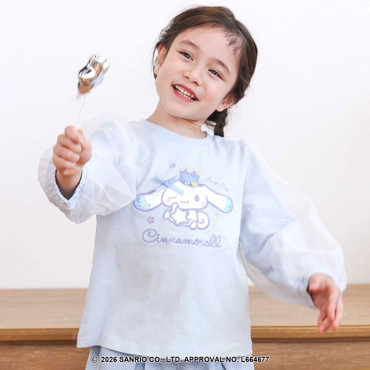 シナモロールポムポムプリンフロントプリント袖チュールTシャツ(80~130cm) | SLAP SLIP | 詳細画像4 