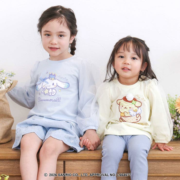 シナモロールポムポムプリンフロントプリント袖チュールTシャツ(80~130cm) | SLAP SLIP | 詳細画像5 