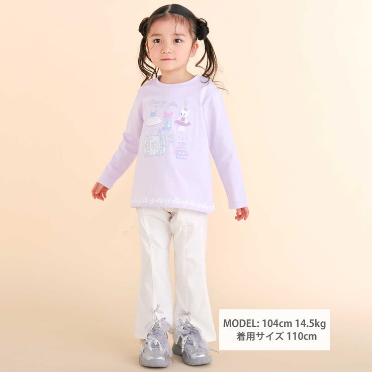 裾レースパッチ刺しゅう天竺長袖Ｔシャツ(80~130cm) | SLAP SLIP | 詳細画像4 