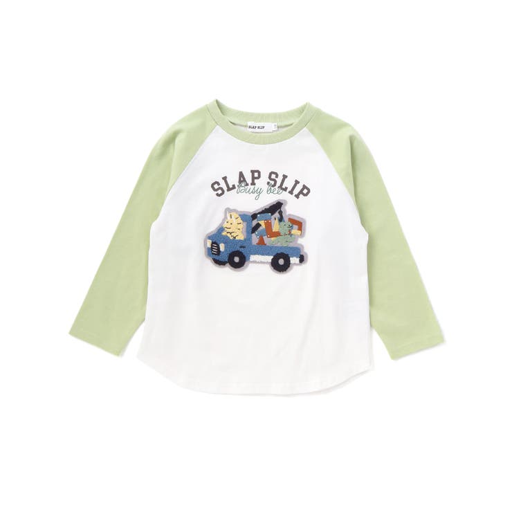 グリーン | はたらく車サガララグラン天竺長袖Ｔシャツ(80~130cm) | SLAP SLIP