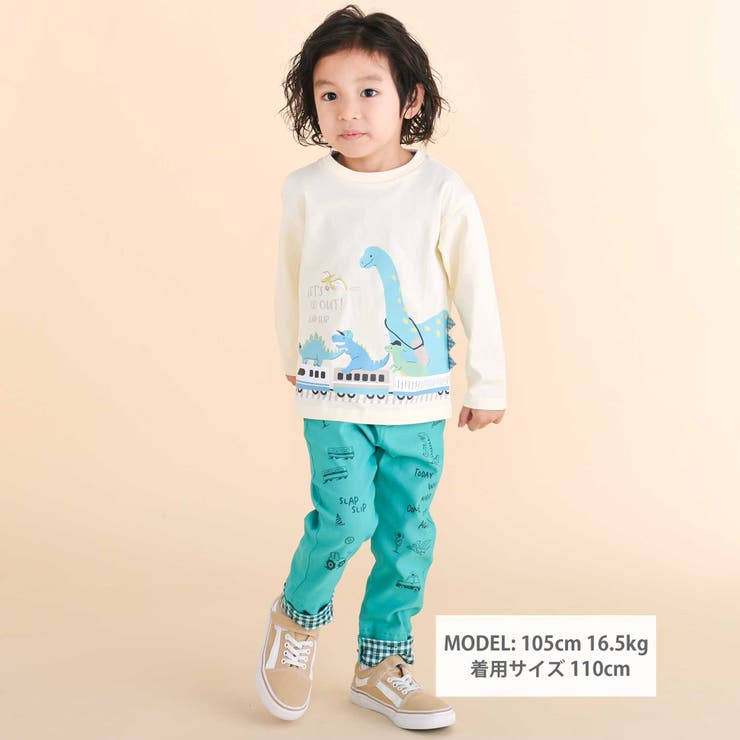 恐竜プリントヒレ付き天竺長袖Ｔシャツ(80~130cm) | SLAP SLIP | 詳細画像2 
