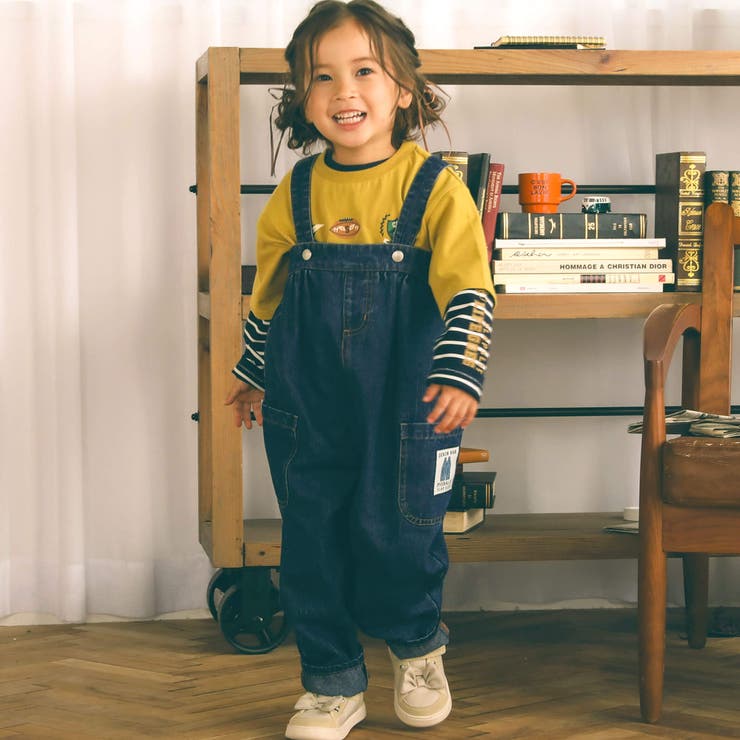 バックプリントハイウエスト風デニムサロペット(80~120cm) | SLAP SLIP | 詳細画像1 