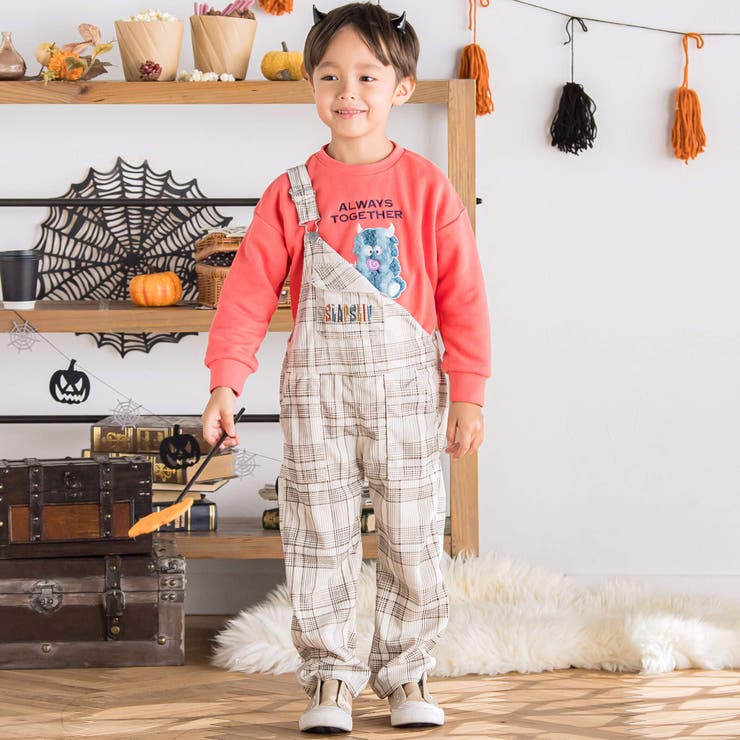 フラップ胸ポケット付きチェックサロペット(80~120cm) | SLAP SLIP | 詳細画像1 