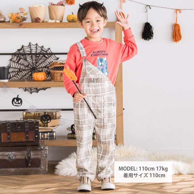 フラップ胸ポケット付きチェックサロペット(80~120cm) | SLAP SLIP | 詳細画像2 