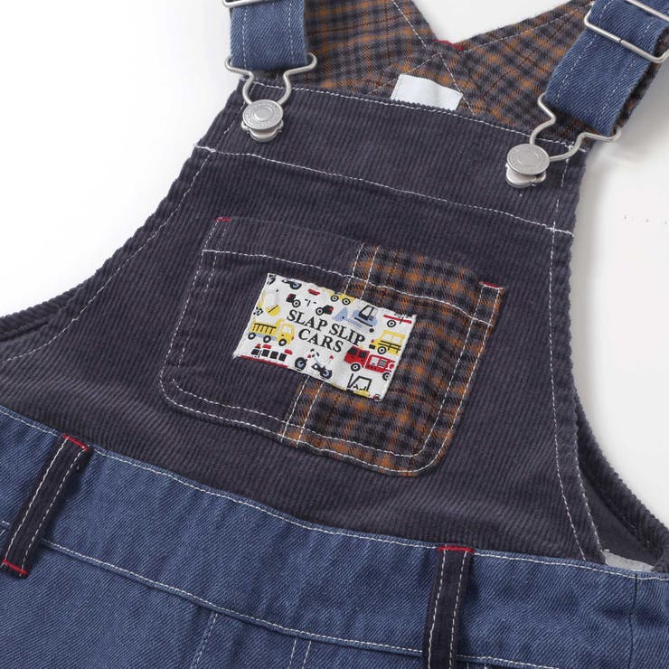 デニムツイルコーデュロイチェック切り替えサロペット(80~120cm) | SLAP SLIP | 詳細画像10 