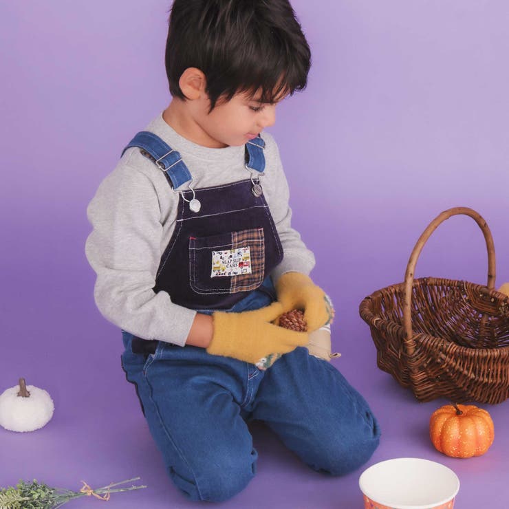 デニムツイルコーデュロイチェック切り替えサロペット(80~120cm) | SLAP SLIP | 詳細画像5 
