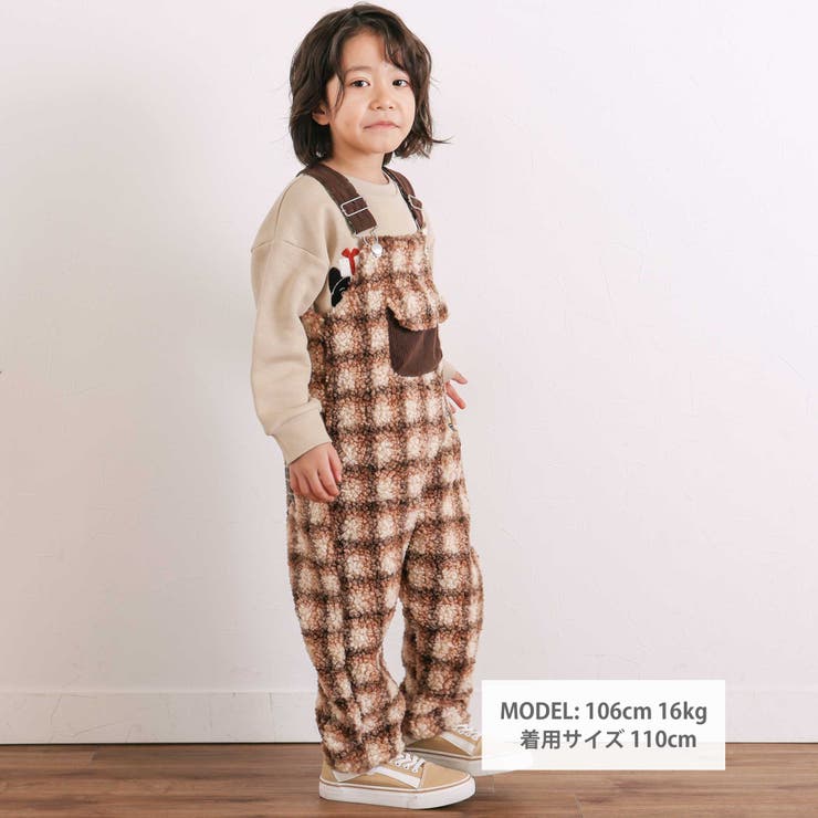 フロントポケットもこもこボアサロペット(80~110cm) | SLAP SLIP | 詳細画像2 