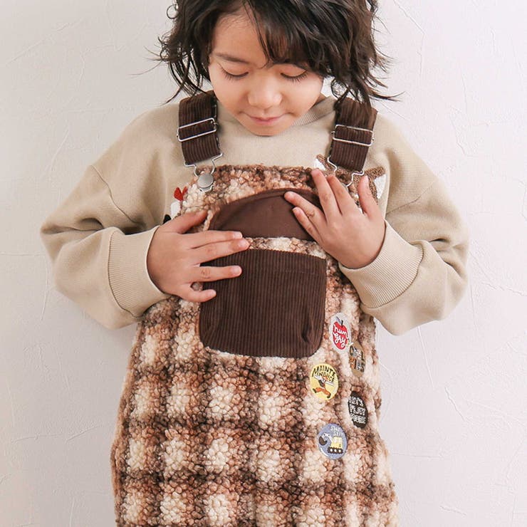 フロントポケットもこもこボアサロペット(80~110cm) | SLAP SLIP | 詳細画像4 