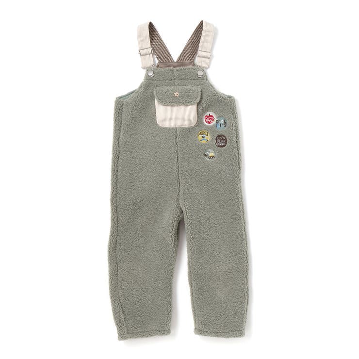 グリーン | フロントポケットもこもこボアサロペット(80~110cm) | SLAP SLIP