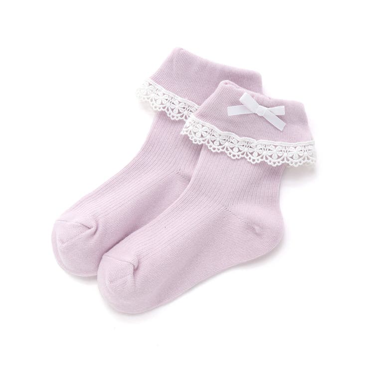 パープル | 折り返しレースリボンソックス(13~21cm) | SLAP SLIP