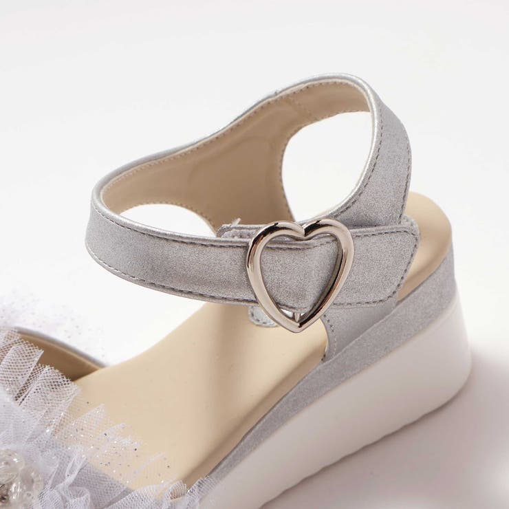 キラキラくしゅくしゅチュールお花モチーフ付きウェッジソールサンダル(16~21c… | SLAP SLIP | 詳細画像10 