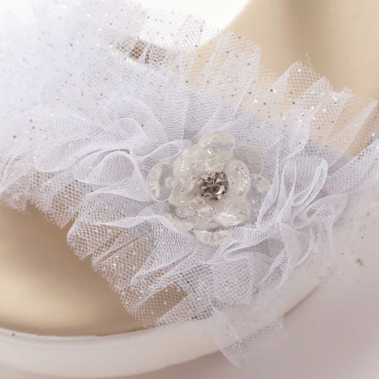 キラキラくしゅくしゅチュールお花モチーフ付きウェッジソールサンダル(16~21c… | SLAP SLIP | 詳細画像11 