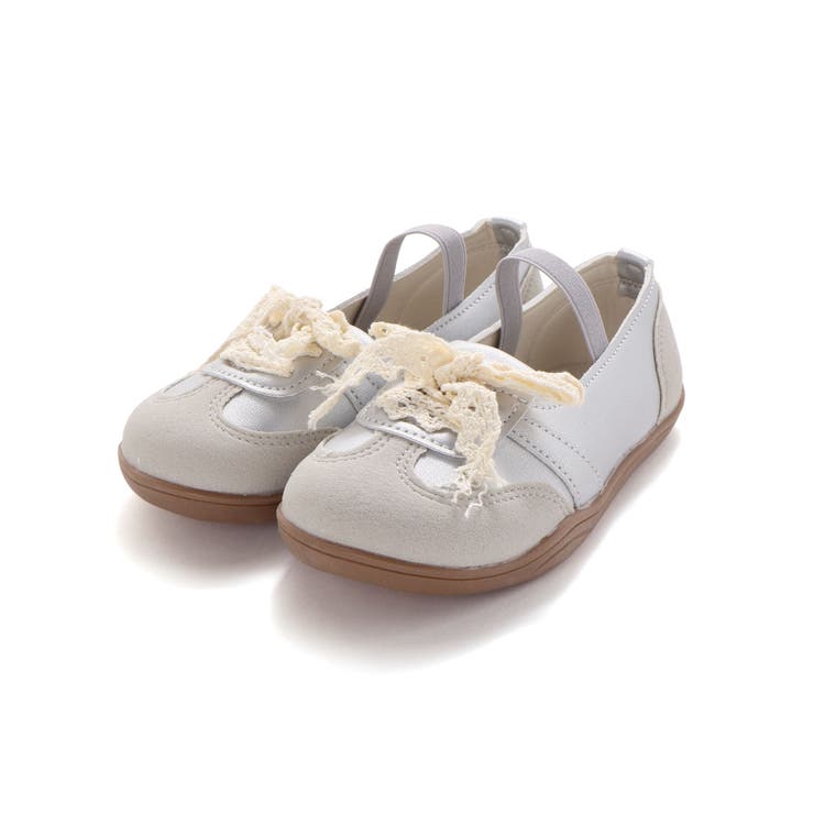 グレー | レースリボン付きバレエスニーカー(16~20cm) | SLAP SLIP