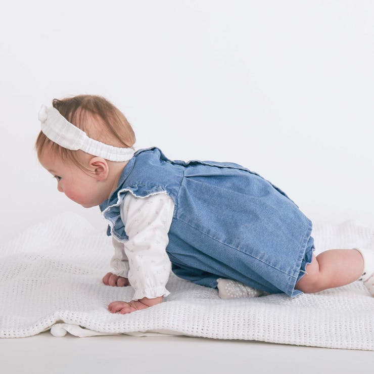 デニムレースイチゴ刺しゅう襟ワンピース+ブルマセットベビー(70