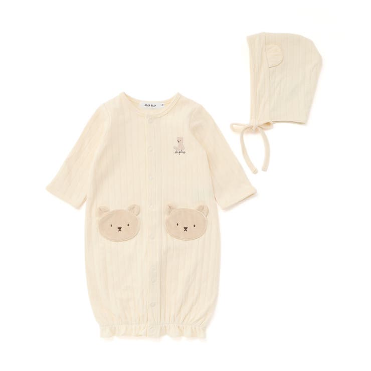 イエロー(クマ) | アニマルウサギクマ恐竜2WAYロンパース+帽子2点セットベビー(50~70cm) | SLAP SLIP