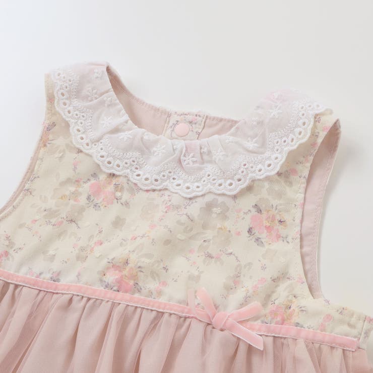 リボン付き花柄ベスト+2WAYオール2点セットベビー(50~70cm)[品番