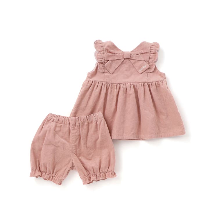 花柄無地コーデュロイ肩フリルリボンモチーフワンピース+ブルマセットアップベビー | SLAP SLIP | 詳細画像4 