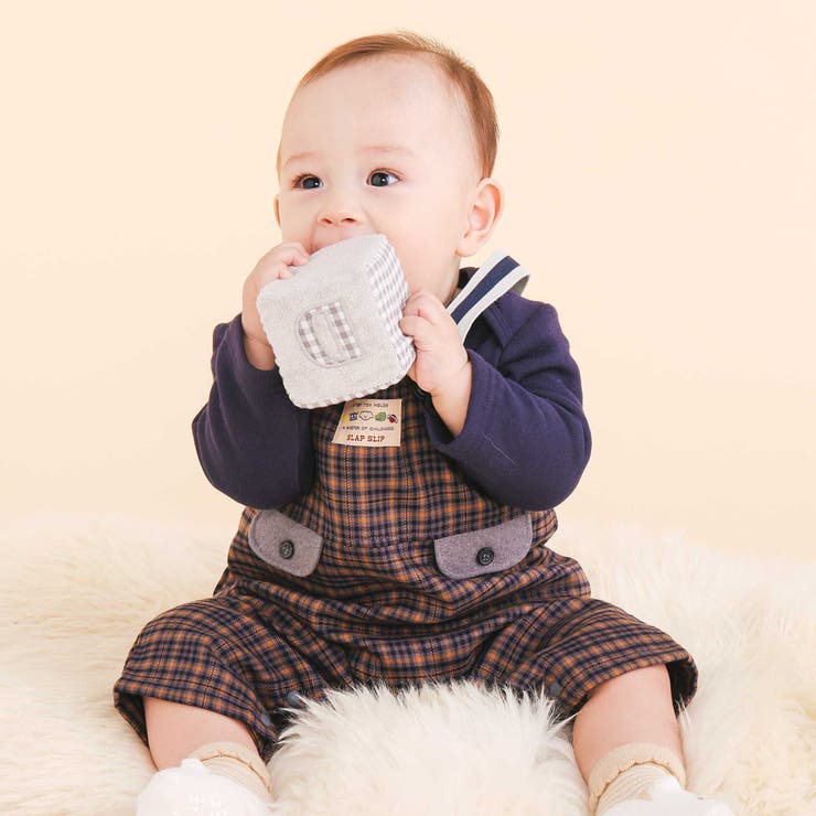 ネイビー系 | アニマルイヌ恐竜プリントボディミニ+チェックサロペット(70~80cm) | SLAP SLIP