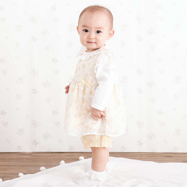 花柄シフォンレースワンピース+フリルブルマセットアップベビー(70~80cm) | SLAP SLIP | 詳細画像4 