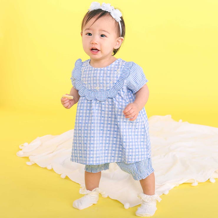 【お揃い】ハートギンガムチェックスカラップフリルワンピース+ブルマセットアップベ… | SLAP SLIP | 詳細画像3 