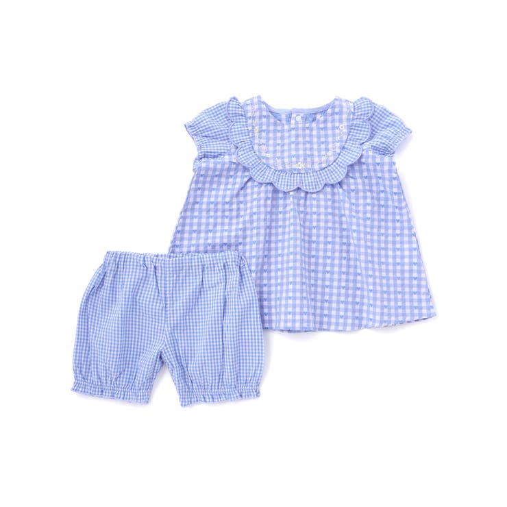 【お揃い】ハートギンガムチェックスカラップフリルワンピース+ブルマセットアップベ… | SLAP SLIP | 詳細画像4 