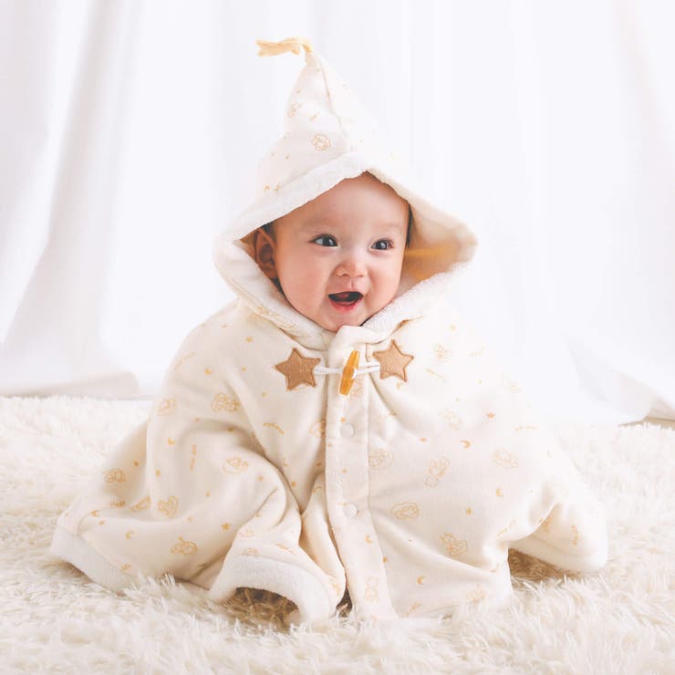 オフホワイト系 | アニマル柄星モチーフマントベビー(50~90cm) | SLAP SLIP
