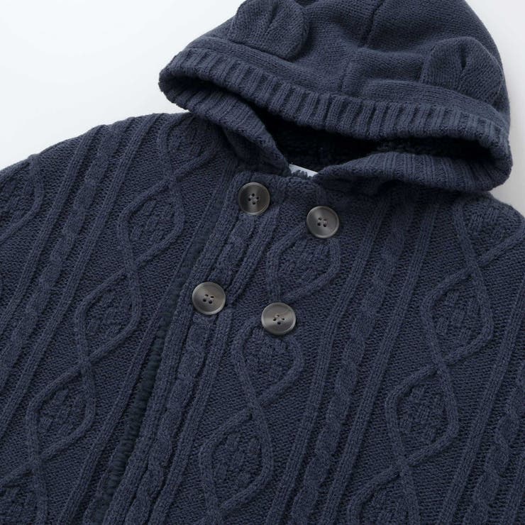 【お揃い】クマ耳フード付き裏ボアケーブルマントベビー(50~90cm) | SLAP SLIP | 詳細画像10