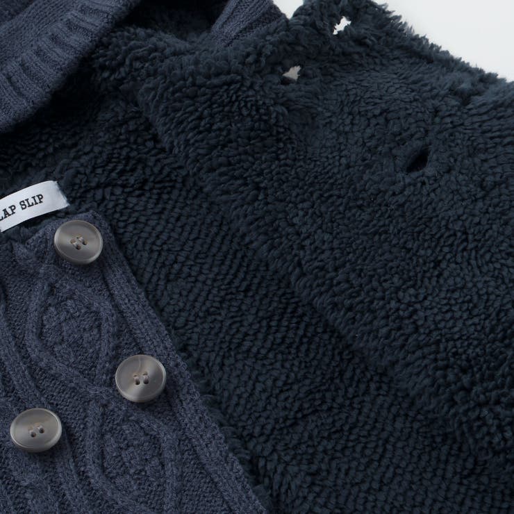 【お揃い】クマ耳フード付き裏ボアケーブルマントベビー(50~90cm) | SLAP SLIP | 詳細画像12