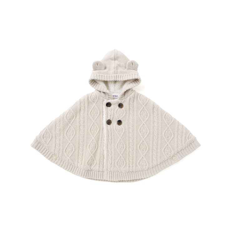 【お揃い】クマ耳フード付き裏ボアケーブルマントベビー(50~90cm) | SLAP SLIP | 詳細画像4