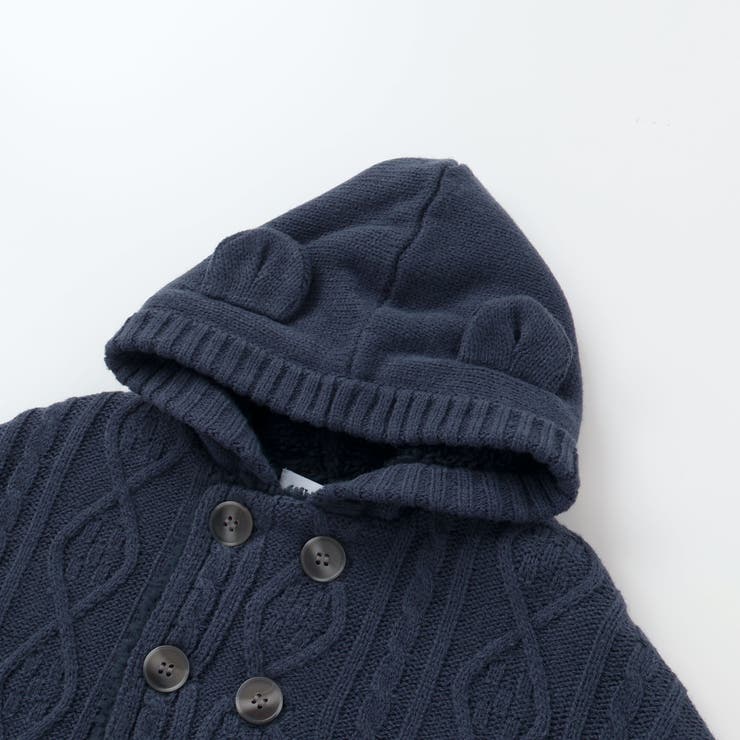 【お揃い】クマ耳フード付き裏ボアケーブルマントベビー(50~90cm) | SLAP SLIP | 詳細画像9