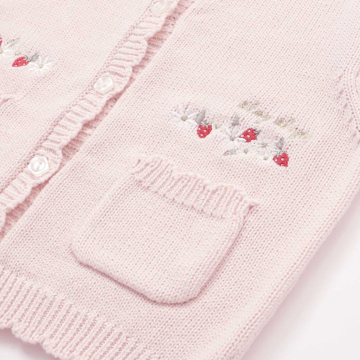 familiar 赤いイチゴ刺繍トップス　80 familiar 赤いイチゴ刺繍トップス 80