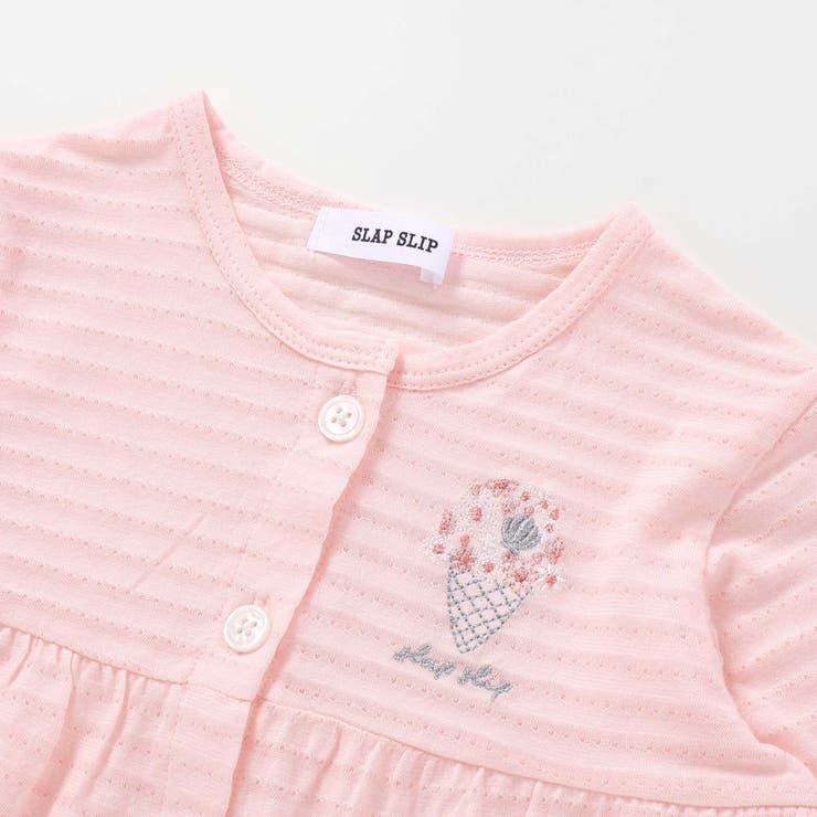 袖レース胸刺しゅう切り替え針抜きボーダーカーディガンベビー(70~80cm) | SLAP SLIP | 詳細画像6 