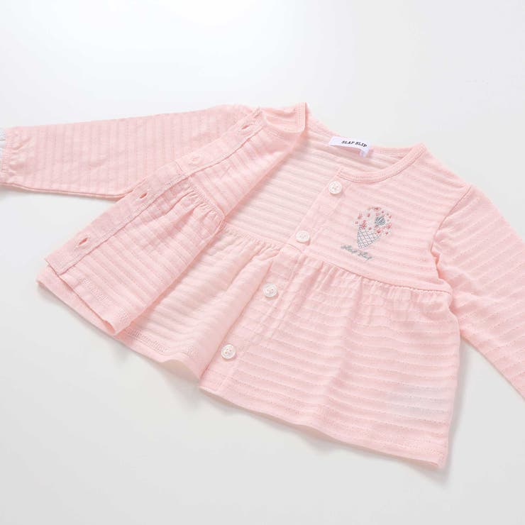 袖レース胸刺しゅう切り替え針抜きボーダーカーディガンベビー(70~80cm) | SLAP SLIP | 詳細画像9 
