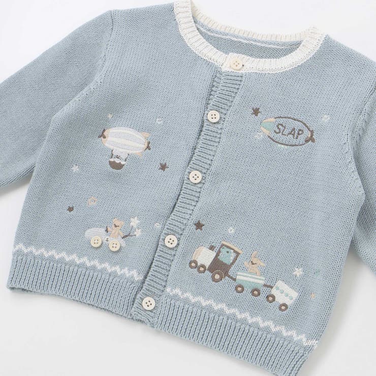 恐竜アニマルのりもの刺しゅう配色ニットカーディガンベビー(70~80cm) | SLAP SLIP | 詳細画像13 