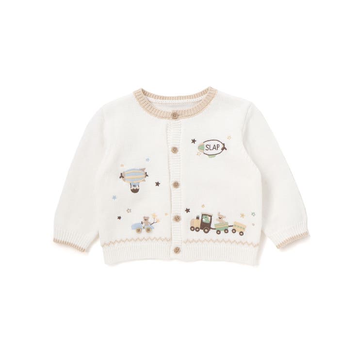 恐竜アニマルのりもの刺しゅう配色ニットカーディガンベビー(70~80cm) | SLAP SLIP | 詳細画像4 