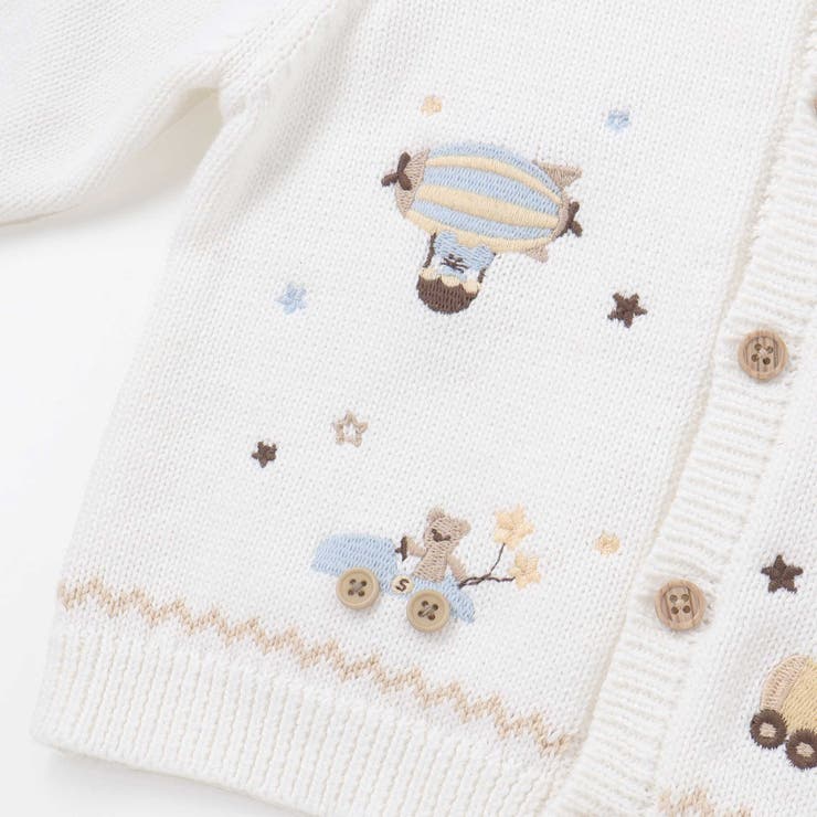 恐竜アニマルのりもの刺しゅう配色ニットカーディガンベビー(70~80cm) | SLAP SLIP | 詳細画像6 