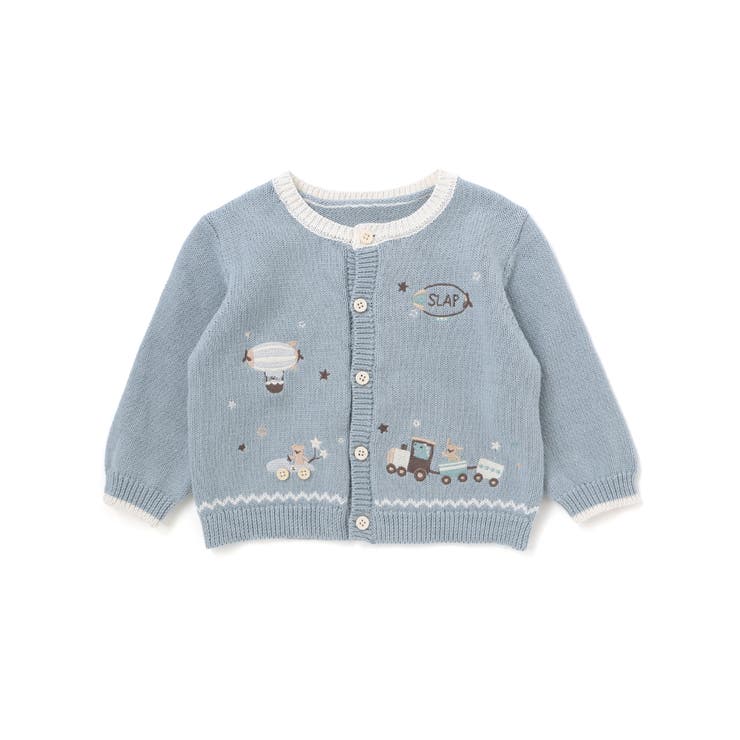 恐竜アニマルのりもの刺しゅう配色ニットカーディガンベビー(70~80cm) | SLAP SLIP | 詳細画像8 