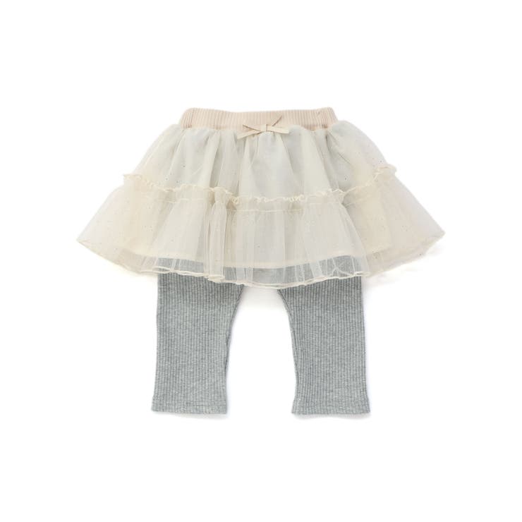 オフホワイト×杢グレー | ドット柄チュールスカッツベビー(70~80cm) | SLAP SLIP