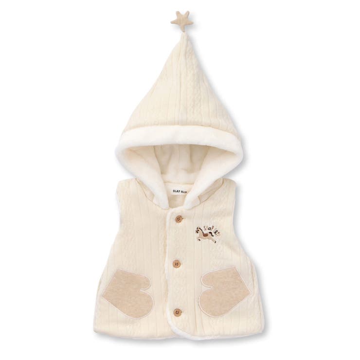 オフホワイト | 【お揃い】ケーブル編みボアベストベビー(70~80cm) | SLAP SLIP