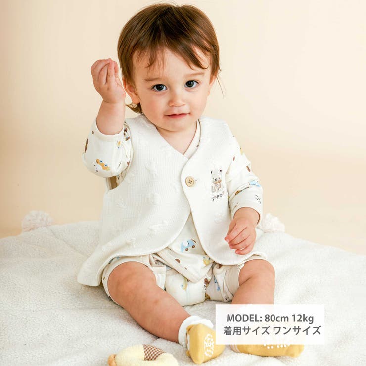 【お揃い】ぽこぽこチェリーアニマル柄ベストベビー(70~80cm) | SLAP SLIP | 詳細画像2