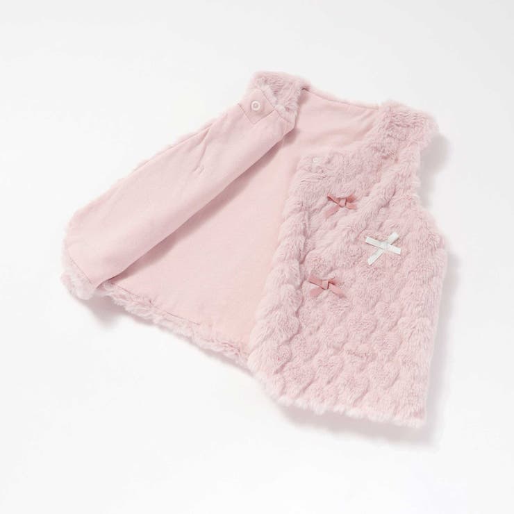 【お揃い】リボンいっぱいハート柄ファーベストベビー(70~80cm) | SLAP SLIP | 詳細画像16