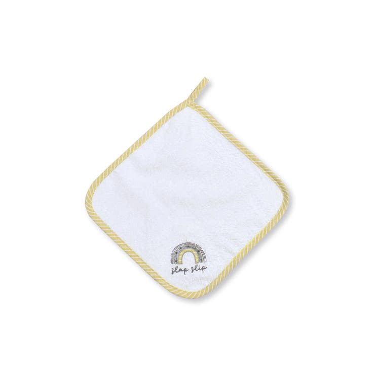 オフホワイト | 柄ナレ 刺繍 縁取り パイル ハンカチ | SLAP SLIP